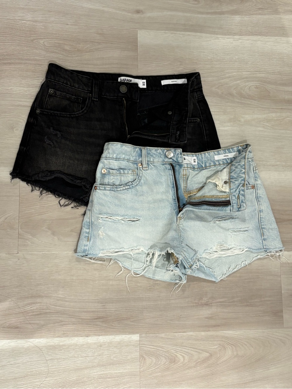 PRICE FOR BOTH - Garage Festival Denim Shorts 2-Pack Blue & Black Waist 26